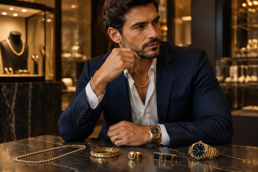 découvrez comment choisir des bijoux en or pour homme : chaînes, bracelets et bagues aux styles variés, adaptés à toutes les occasions.