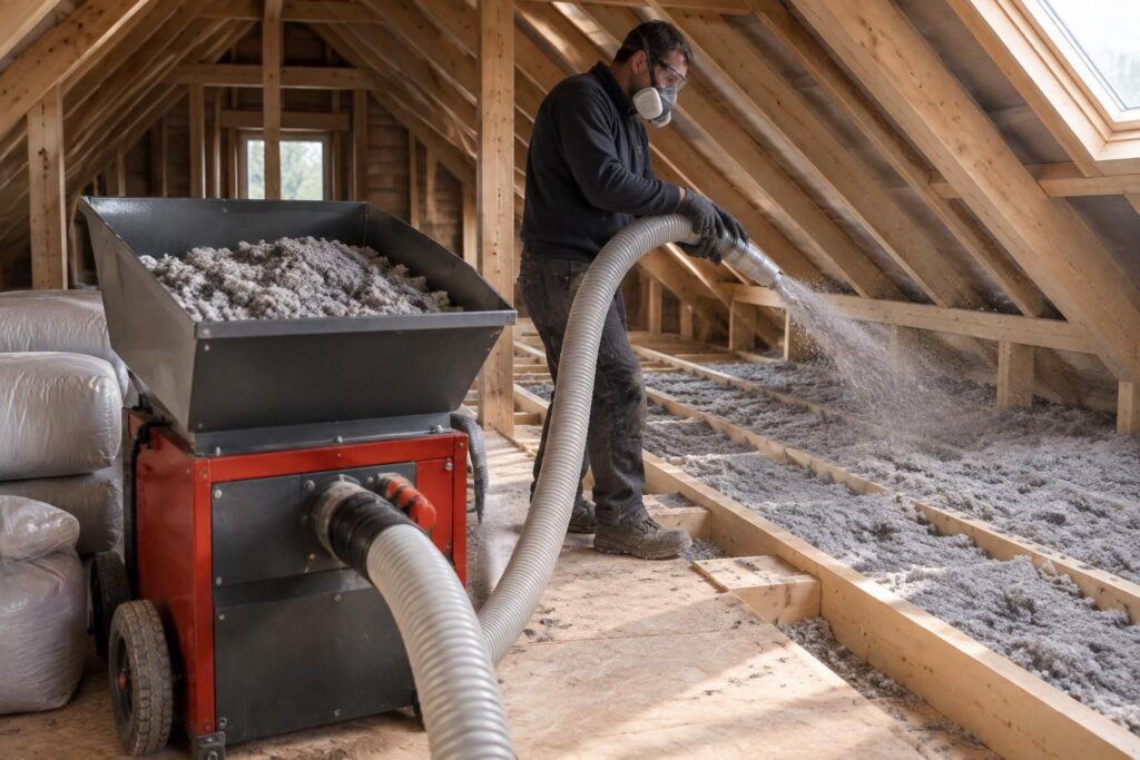 découvrez nos conseils pour choisir, louer et utiliser une machine de soufflage de ouate de cellulose afin de réussir l’isolation de vos combles.
