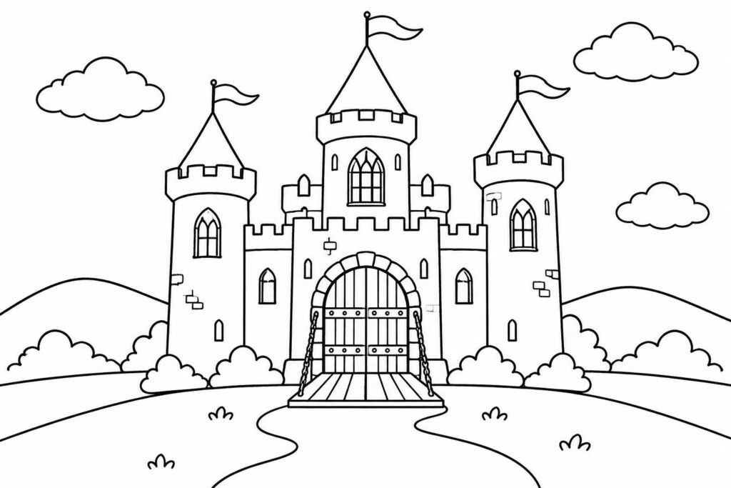 téléchargez un château à colorier facile à imprimer : une activité créative et amusante pour les enfants de tous âges.